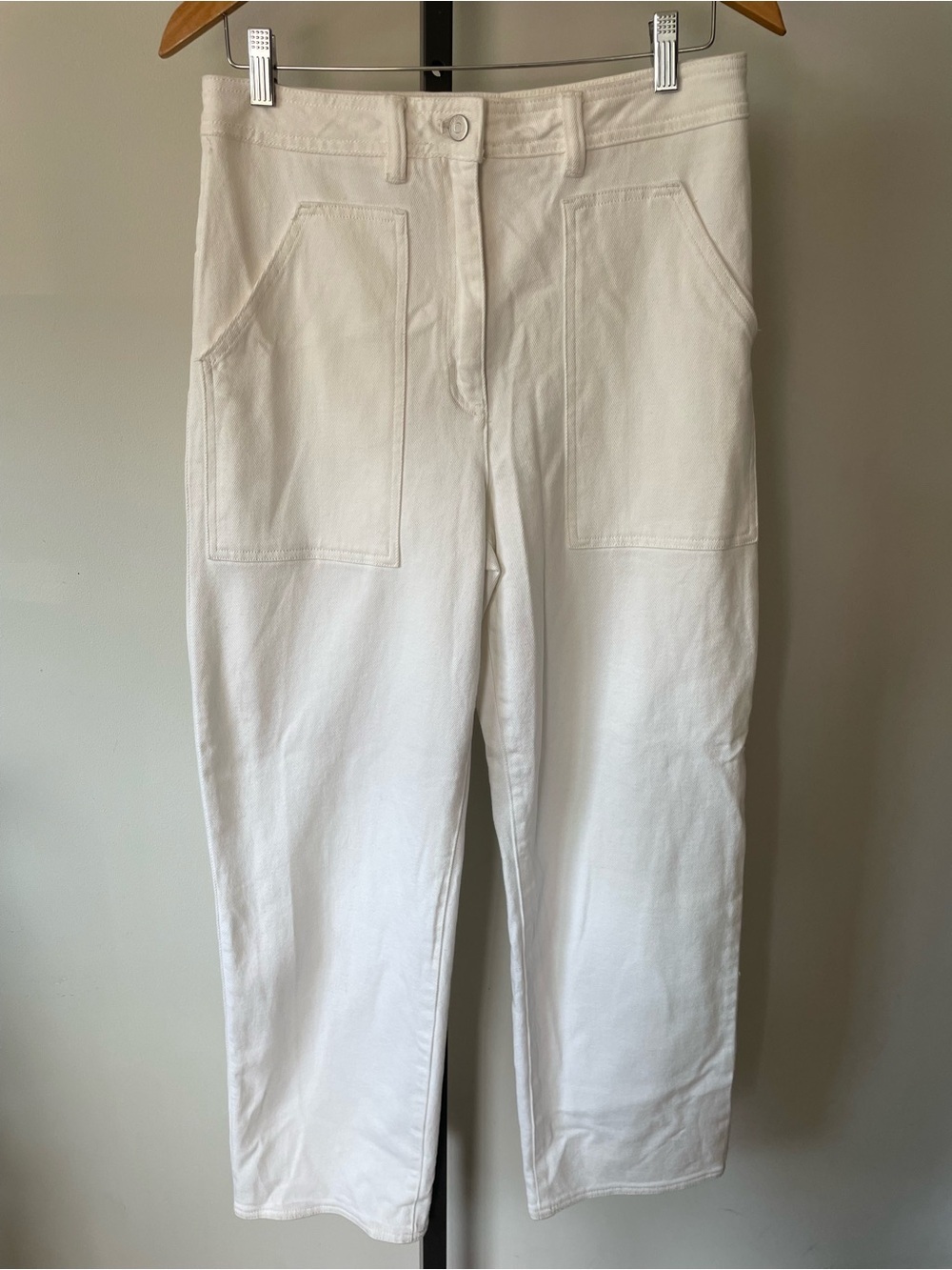 NEW Wilfred Free Straight Leg Carpenter Utility High Rise Denim Jeans White 10